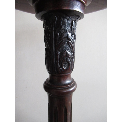 224 - Victorian mahogany tripod torchere, on acanthus carved fluted column and three claw and ball feet, H... 