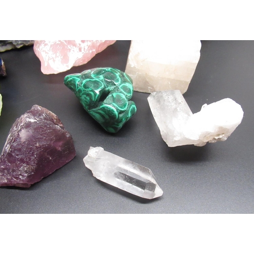 329 - Collection of minerals inc. Rose Quartz, Malachite, Amethyst, Iron Pyrite, etc. (12)