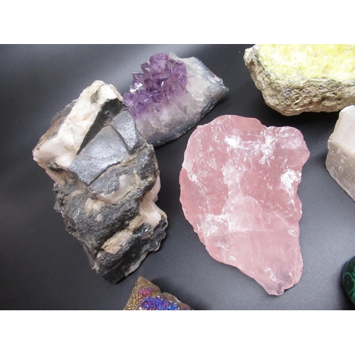 329 - Collection of minerals inc. Rose Quartz, Malachite, Amethyst, Iron Pyrite, etc. (12)