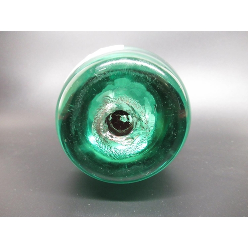 323 - Victorian sulphide green glass dump with floral decoration, H12cm