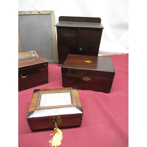 338 - C19th rosewood tea caddy with mother of pearl and white metal inlay, W20.5cm D13cm H14.5cm, early C2... 