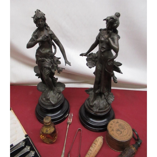 339 - After Aug. Moreau pair of early C20th cast spelter figures 