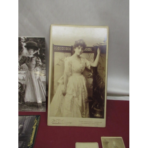 363 - Late C19th large cabinet card photograph of three quarter length portrait of young girl standing bes... 