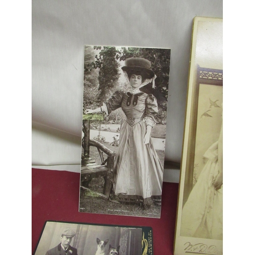 363 - Late C19th large cabinet card photograph of three quarter length portrait of young girl standing bes... 