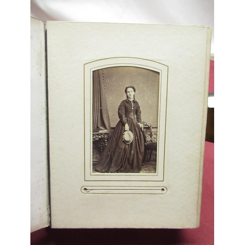 370 - Late C19th leather and brass bound photograph album containing collection of carte de visite, mostly... 