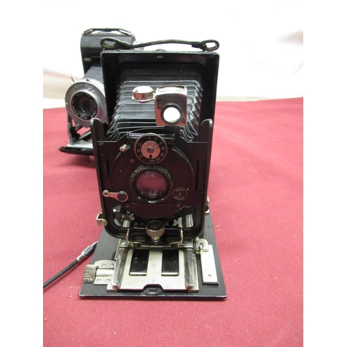 377 - Gourtz, Berlin, folding camera fitted with F120mm 1:6.8 lens numbered 347649, Kodak folding camera f... 