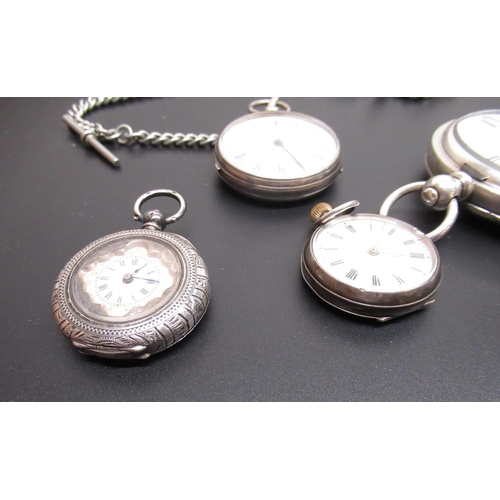 386 - Late Victorian silver cased pedometer with white enamel dial, hinged bezel and case back London 1887... 