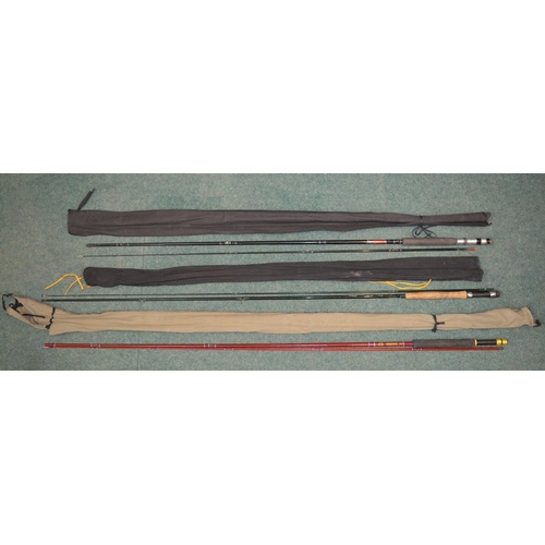 74 - Three carbon fibre fly rods - Lureflash Viper 10ft two piece, Daiwa 149 10ft two piece, D.A.M Intern... 