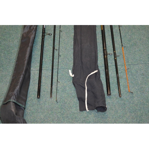 76 - Two modern glass fibre coarse fishing rods - Leeda Carp Match 12ft Waggler 3.6m three piece with bag... 