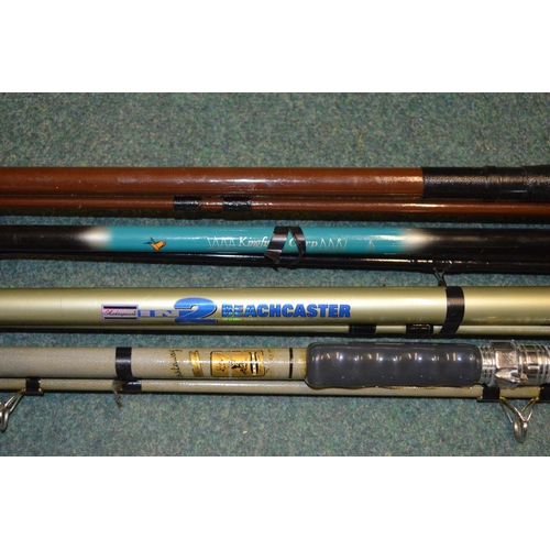 77 - 4 carbon fibre 2 piece fishing rods - modern Shakespeare 12ft 