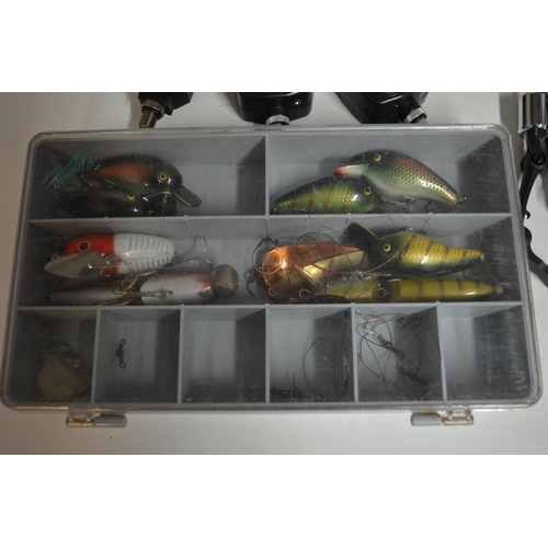 63 - A collection of mostly course and Pike fishing equipment including lures, large floats, dead bait tr... 