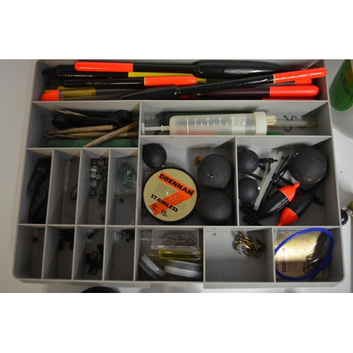 63 - A collection of mostly course and Pike fishing equipment including lures, large floats, dead bait tr... 