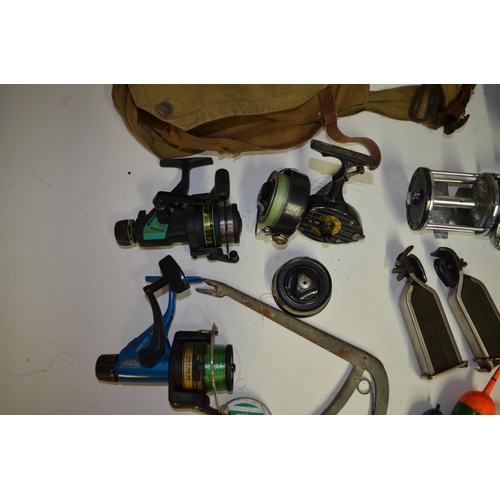 66 - A collection of course and sea fishing equipment including a Gilfin Model 500 multiplier reel, 3 sid... 