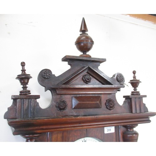 289 - Gustav Becker C20th walnut cased Vienna wall clock, architectural pediment with turned finials, full... 