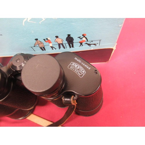 297 - Carl Zeiss Jena 10x50W Jenoptem binoculars, complete with original brown leather case, outer cardboa... 