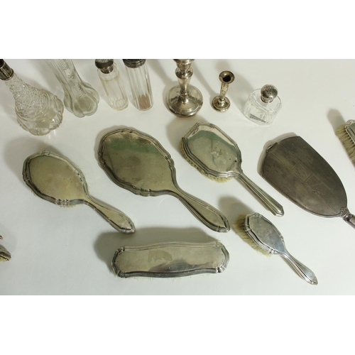 522 - Collection of English hallmarked and American sterling silver dressing table, vanity and other items... 