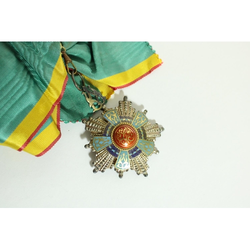 527 - Mid C20th Egyptian Order of the Republic enamel and silver sash pendant and brooch set reverse of br... 