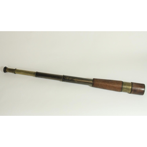 530 - Casella 1901 leather bound brass field telescope, engraved with Casella name and military broad arro... 