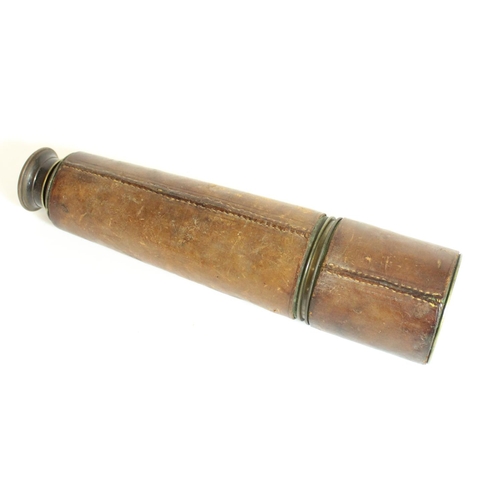 530 - Casella 1901 leather bound brass field telescope, engraved with Casella name and military broad arro... 