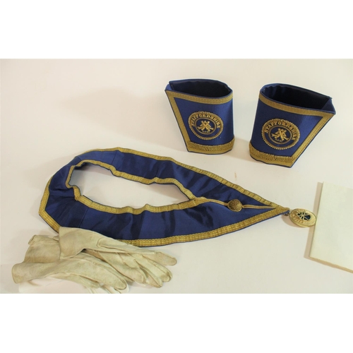 568 - Collection of Masonic Provincial and other Regalia incl. a set inc. cuffs, apron, gloves, sash and m... 