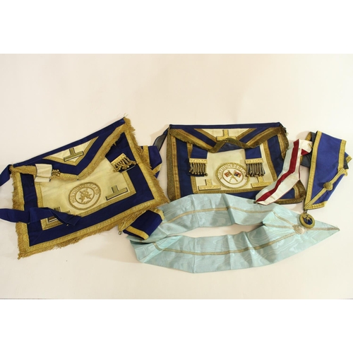 568 - Collection of Masonic Provincial and other Regalia incl. a set inc. cuffs, apron, gloves, sash and m... 