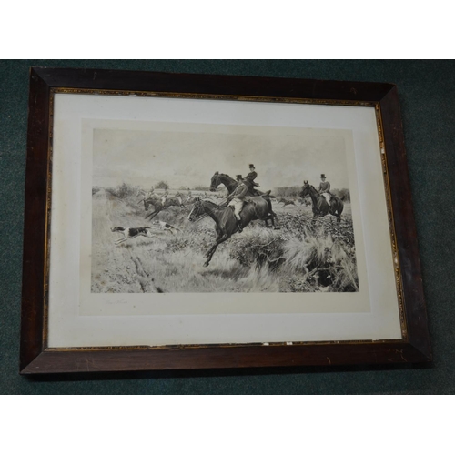 99 - T Blinks, fox hunting scenes, pair of black and white engravings, signed by the artist, framed, W78.... 