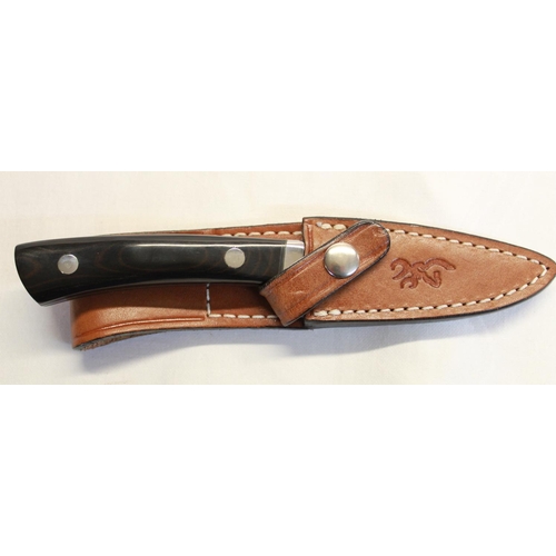 225 - Browning 720 small game hunting knife with full tapered tang, with black Mccarter two piece handle, ... 