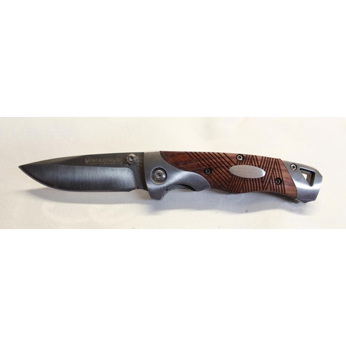 227 - As new Boker folding pocket knife with stainless steel blade and two piece resin handle including be... 