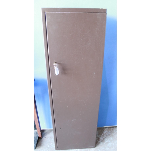 237 - Five gun cabinet with cartridge box storage area, double lock and keys, carpet lined, W40cm D20cm H1... 