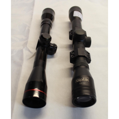 249 - Optik 4x32 telescopic sight with mounts and Simmons 4x32 telescopic sight (lacking mounts) (2)