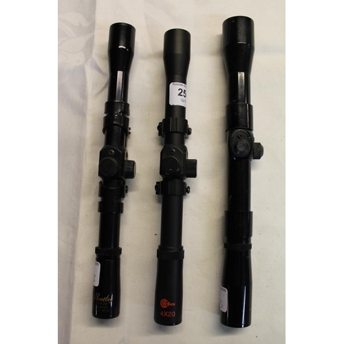 250 - Webley 4x20 telescopic sight with mounts, Bentley 4x20 coated lens telescopic sight with mounts, SMK... 