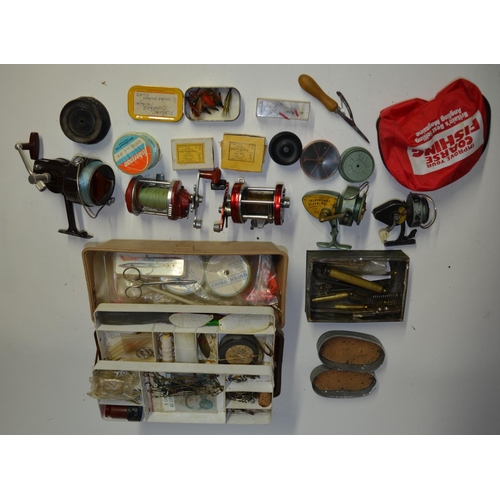 67 - A collection of mostly sea fishing equipment including 2 multipliers (Abu Ambassadeur 7000 and a K.P... 