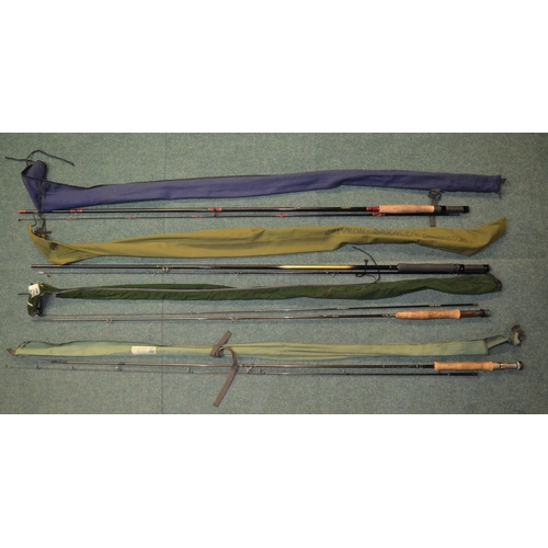 72 - 4 fly fishing rods and a collection of fly-tying accessories including 3 table mounting fly tying vi... 