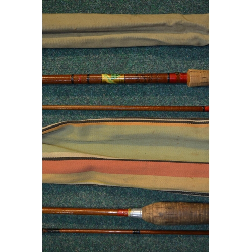 83 - 2 vintage glass fibre single handled fly rods, a landing net (no handle), some fly-line and a fly re... 