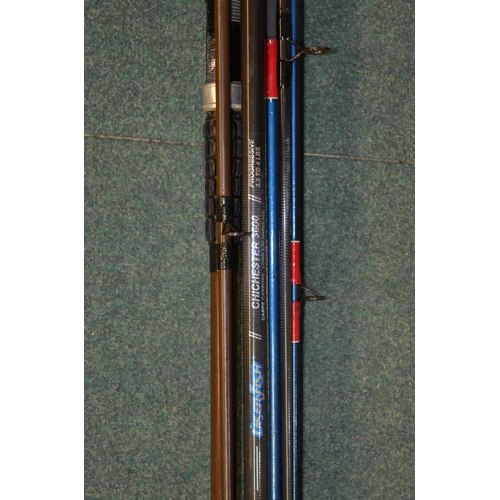 88 - A Laser Fish Chichester 3600 3.6m carbon 2 piece Carp rod, A Ryobi Masterline 10' 2 piece beach/boat... 