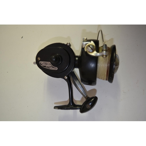 91 - 7 fishing reels, in a brown canvas fishing bag. Condition ranges from poor to good.
A K.P.Merritts I... 