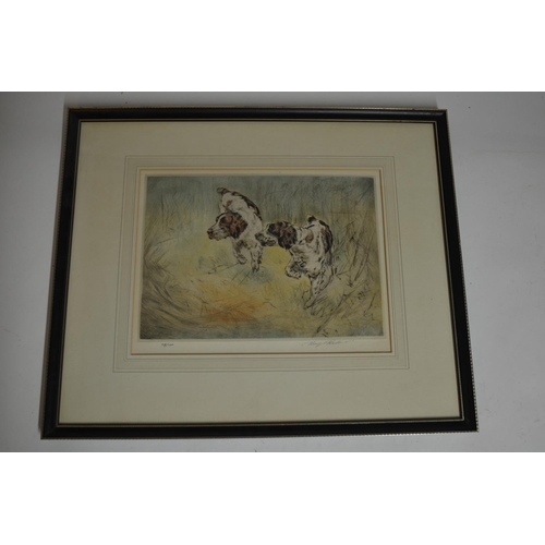 95 - A framed limited edition print (74/150) of 2 Gundogs by Henry Wilkinson and signed in pencil by the ... 