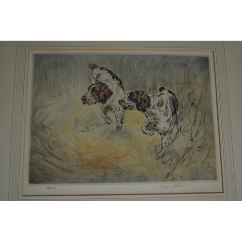 95 - A framed limited edition print (74/150) of 2 Gundogs by Henry Wilkinson and signed in pencil by the ... 