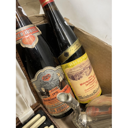 482 - Bottle of Niersteiner Spiegelberg 1975 Silver Jubilee wine another bottle of German wine, a collecti... 