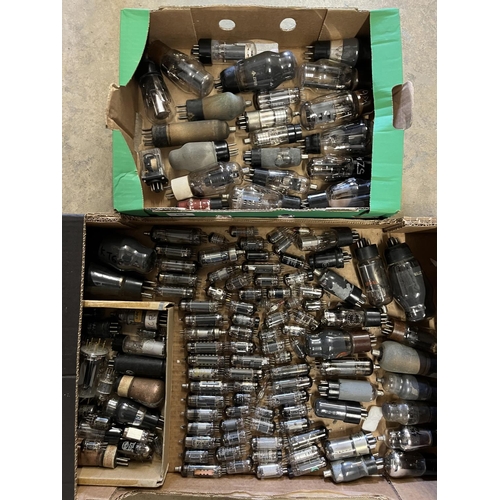 492 - Collection of various radio and other valves, unboxed, (2 boxes)