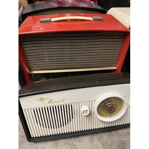 495 - Bush white Bakelite radio, similar brown radio, other radios by Ecko, Philips, Minuet and Murphy (6)