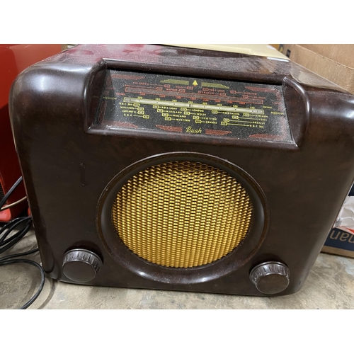 495 - Bush white Bakelite radio, similar brown radio, other radios by Ecko, Philips, Minuet and Murphy (6)