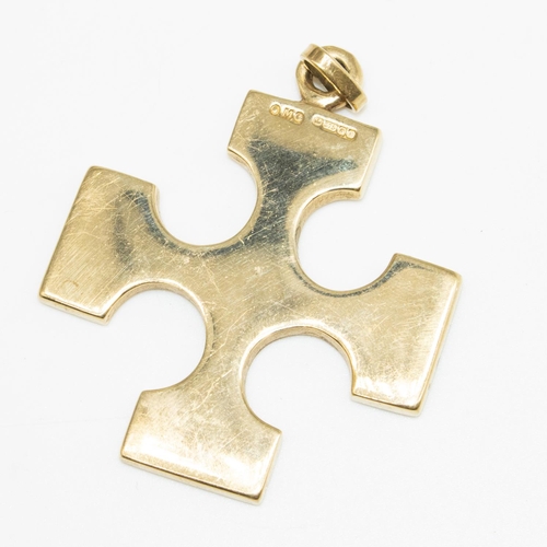 17 - 9ct yellow gold Burrian cross pendant by Ola Gorie, stamped 375, H5.5cm, 15.0g