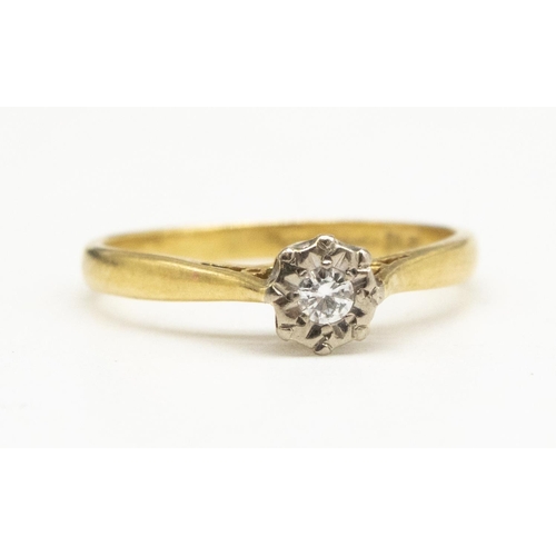 4 - 18ct yellow gold diamond solitaire ring, the brilliant cut diamond set in illusion mount, stamped 75... 