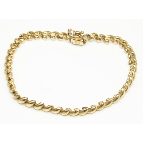 5 - 9ct yellow gold rope twist bracelet, stamped 9k, with 9ct white gold clasp, stamped 375, L18.5cm, 8.... 