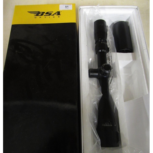 281 - Boxed as new BSA 4 star target scope 832x50mm CT832x50TS