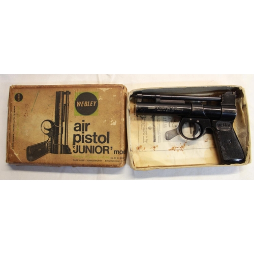 156 - Webley Junior .177 over lever air pistol, in original box