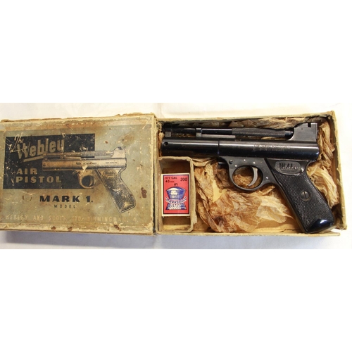 159 - Webley Mark I .177 air pistol, with box of .177 pellets, in original box