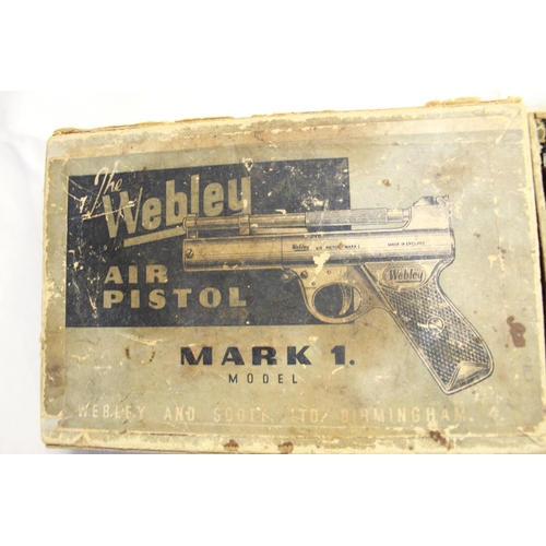 159 - Webley Mark I .177 air pistol, with box of .177 pellets, in original box