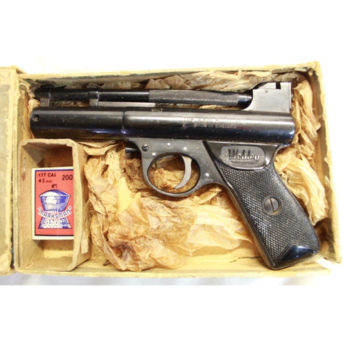 159 - Webley Mark I .177 air pistol, with box of .177 pellets, in original box